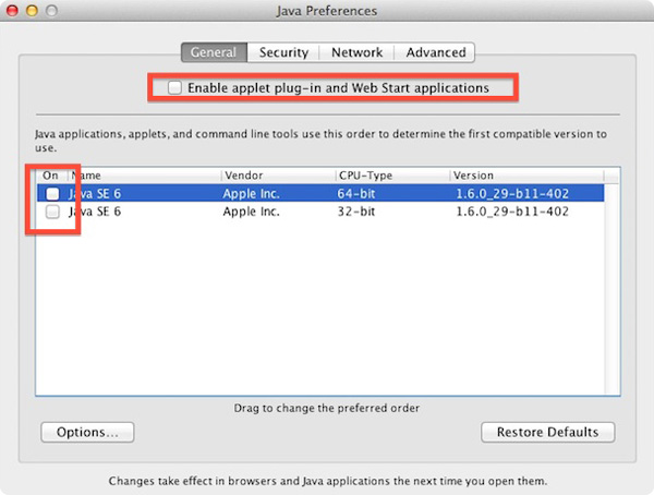 отключение java mac отключение java mac