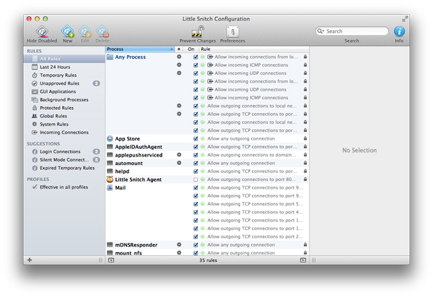 Temporary quit little snitch game